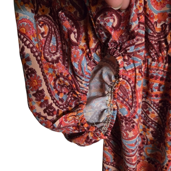 Umgee Paisley Print V-Neck Womem's Maxi Dress Size Medium - Picture 3 of 5